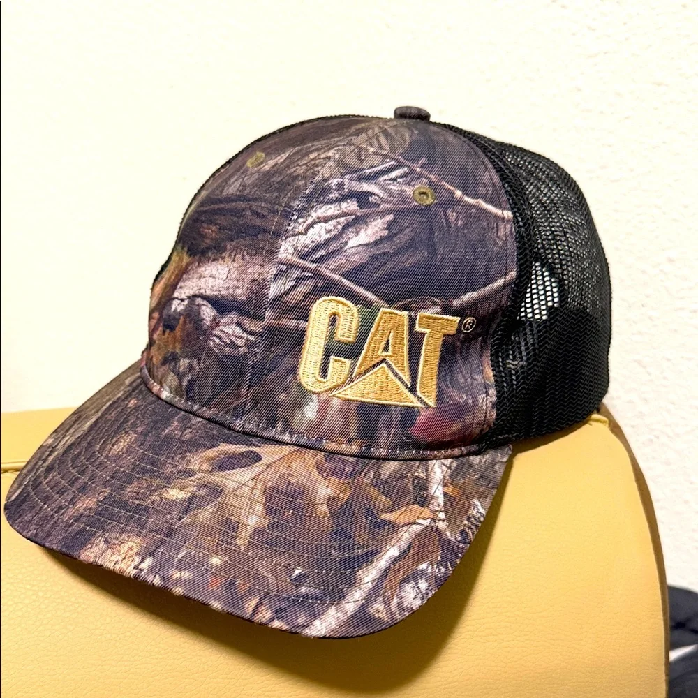 Caterpillar Camo and Black Mesh Hat